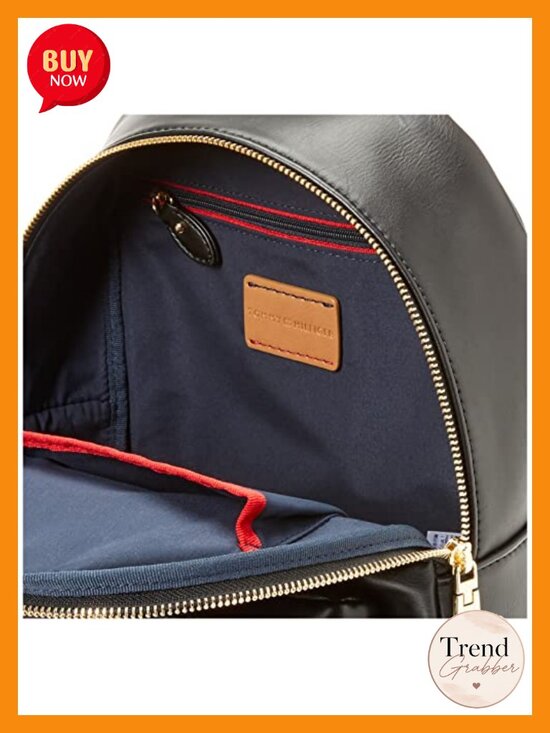 Women\'s Nylon Mini Backpack with Logo Stripe and Gold Hardware main image 3
